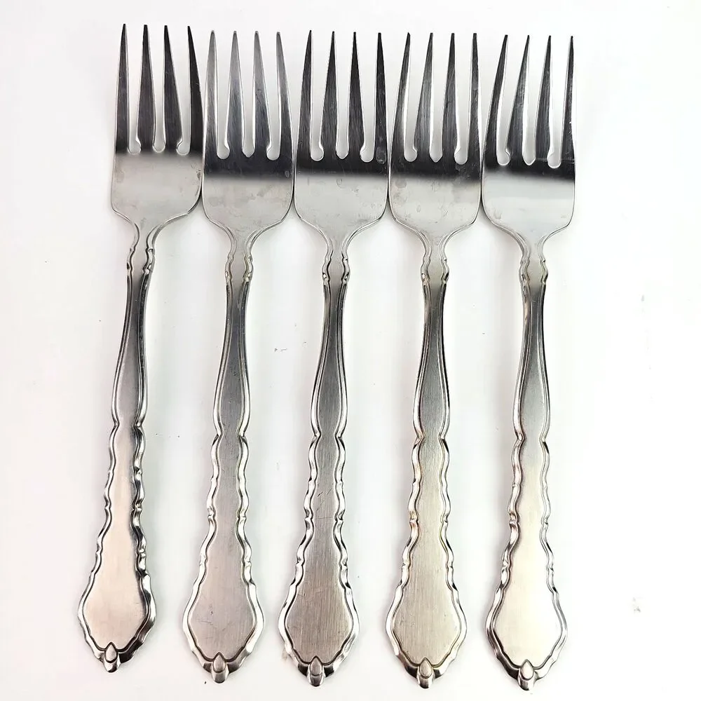 Oneida Community Stainless SATINIQUE 5 Salad Forks Brushed Satin Finish